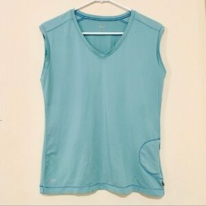 ALO YOGA Coolfit V-neck Teal Tank w/ Pocket women’s size L